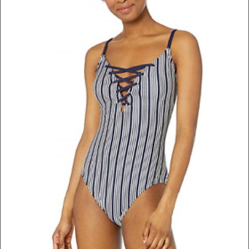 Nautica Navy Striped Onepiece Swimsuit